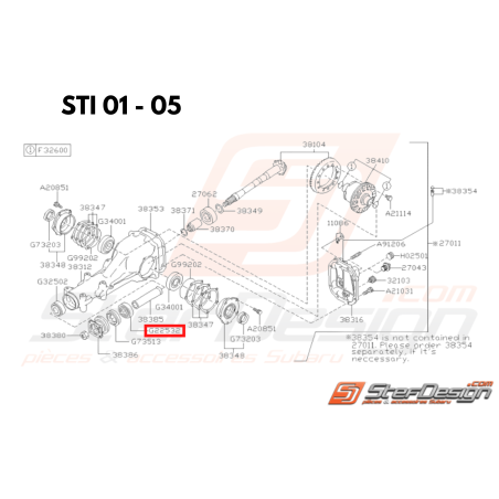 Roulement de pont arrière subaru GT 97-00 WRX/STI 01-05