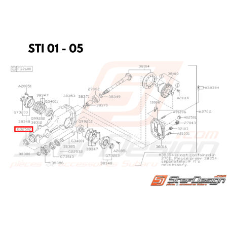 Roulement a rouleaux de différentiel arrière GT 93-00 WRX/STI 01-07