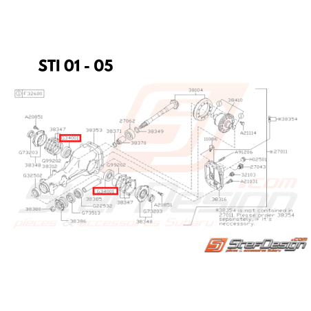 Roulement a rouleaux de pont  GT 93-00 WRX/STI 01-14