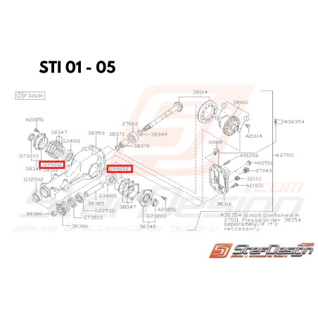 Joint torique de pont arrière GT 93-00 WRX/STI 01-07