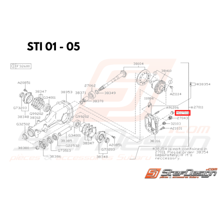 Bouchon de remplissage de pont arrière GT 93-00 WRX/STI 01-05