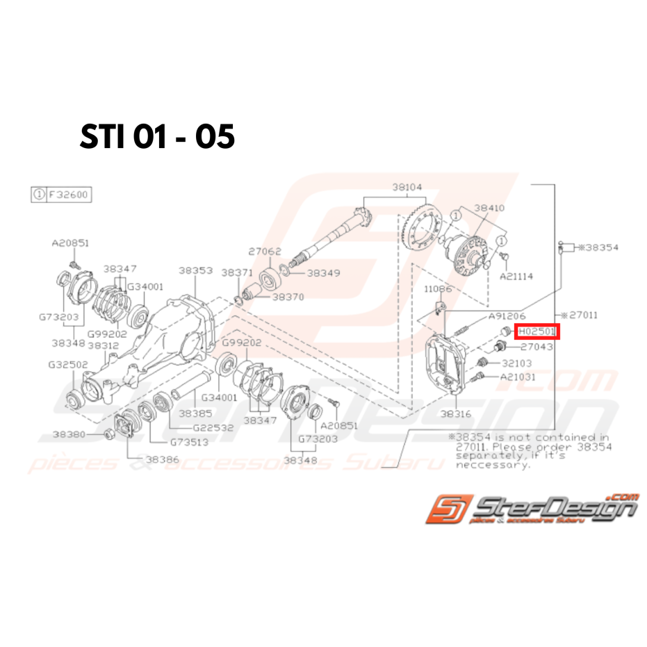 Bouchon de remplissage de pont arrière GT 93-00 WRX/STI 01-05 Bouchon de remplissage de pont arrière GT 93-00 WRX/STI 01-05