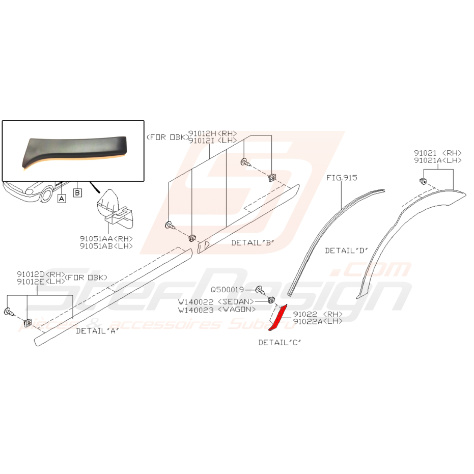 Pare pierre arrière pour Subaru Impreza WRX 2001-2002 break 