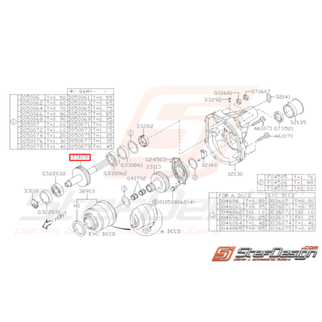 Pignon de transfert origine Subaru STI 09/03 - 05 A.DCCD