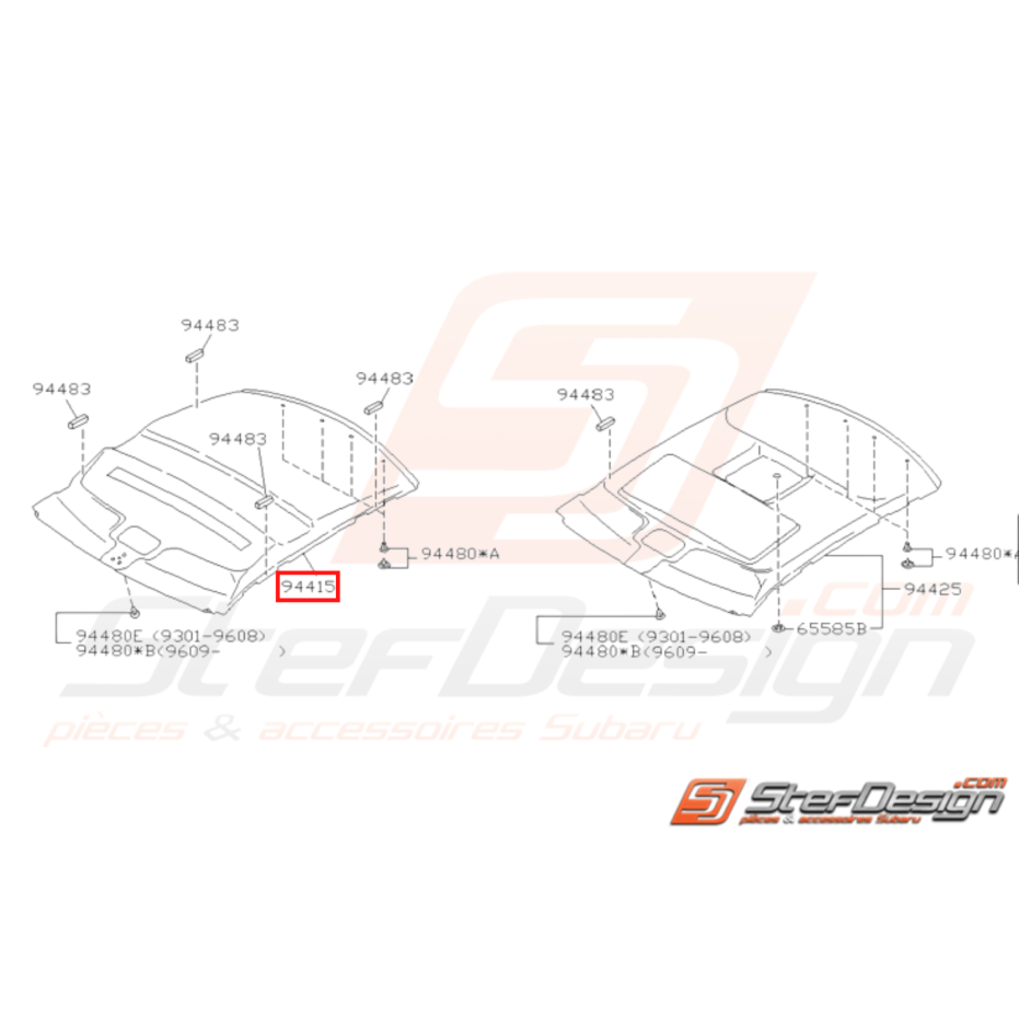 Toit panneau garnissage Origine Subaru GT 1993 - 1997