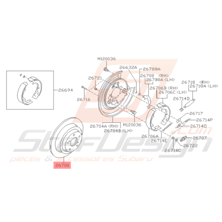 Disque de Frein arrière Origine Subaru GT 1999 - 2000