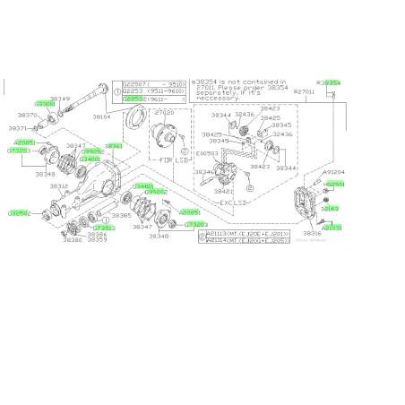 Kit de réfection complet  de pont subaru impreza STI 96/07 r180