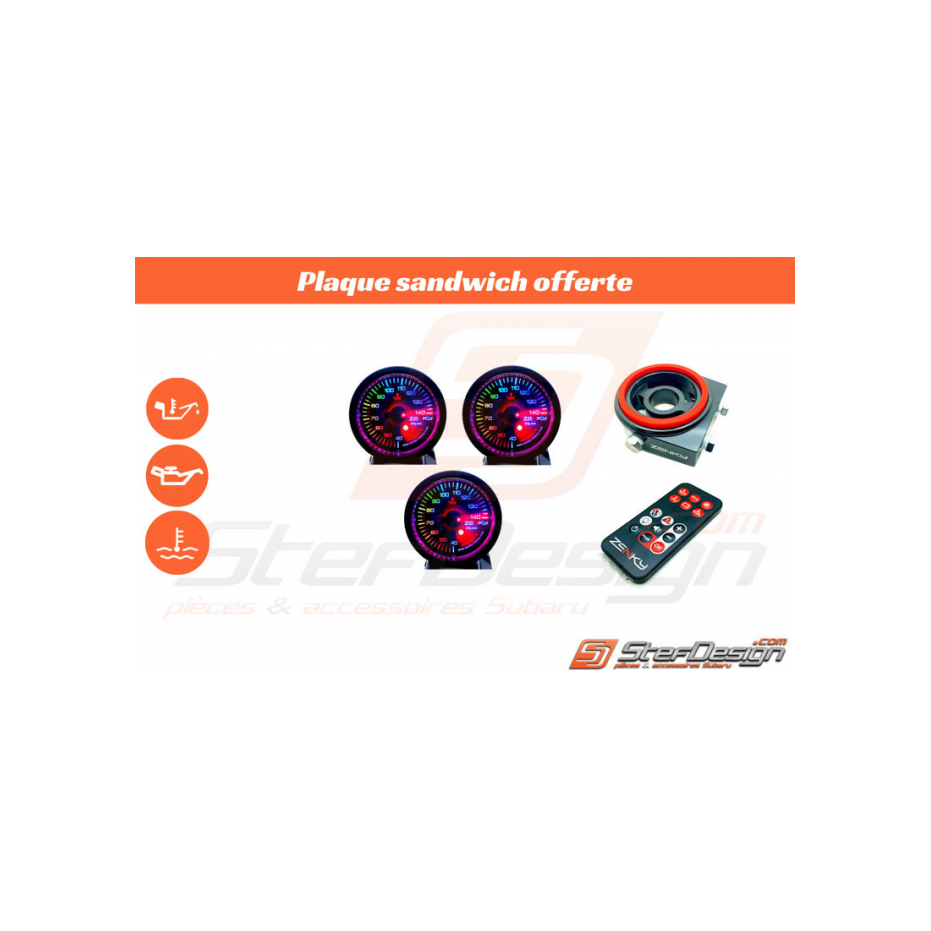 Pack 3 Manomètres ZENKY +plaque  150 Couleurs eau /huile/pression d'huile  Pack 3 Manomètres ZENKY +plaque  150 Couleurs eau /huile/pression d'huile