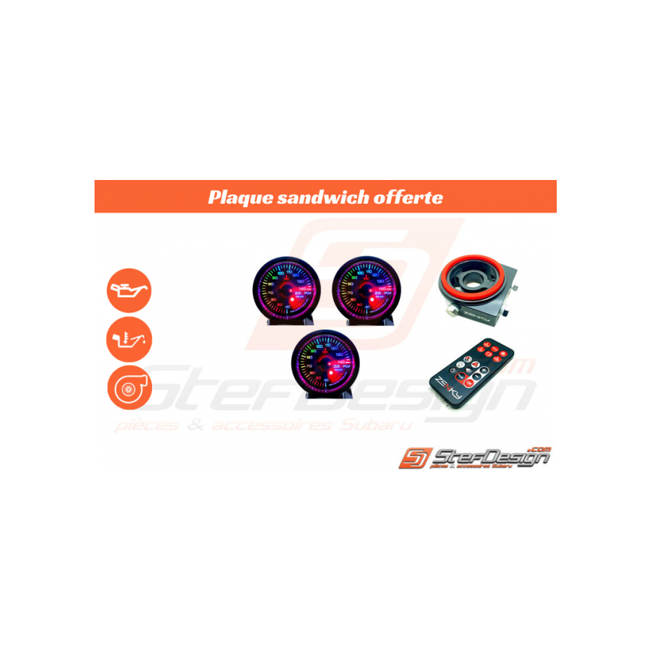 Pack 3 Manomètres ZENKY + Plaque 150 Couleurs pression huile /huile/turbo Pack 3 Manomètres ZENKY + Plaque 150 Couleurs pression huile /huile/turbo