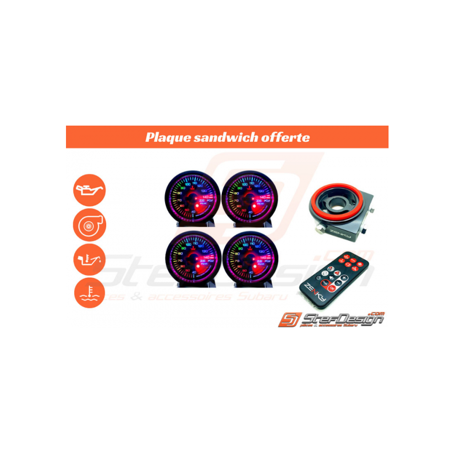 Pack 4 Manomètres ZENKY + plaque 52 mm 150 Couleurs