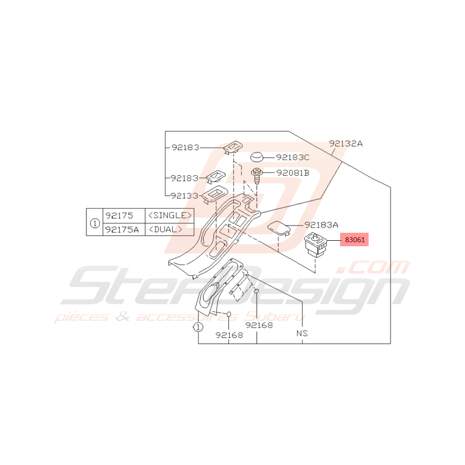 Bouton de Réglage de Rétroviseur Origine Subaru GT 97-00 Bouton de Réglage de Rétroviseur Origine Subaru GT 97-00