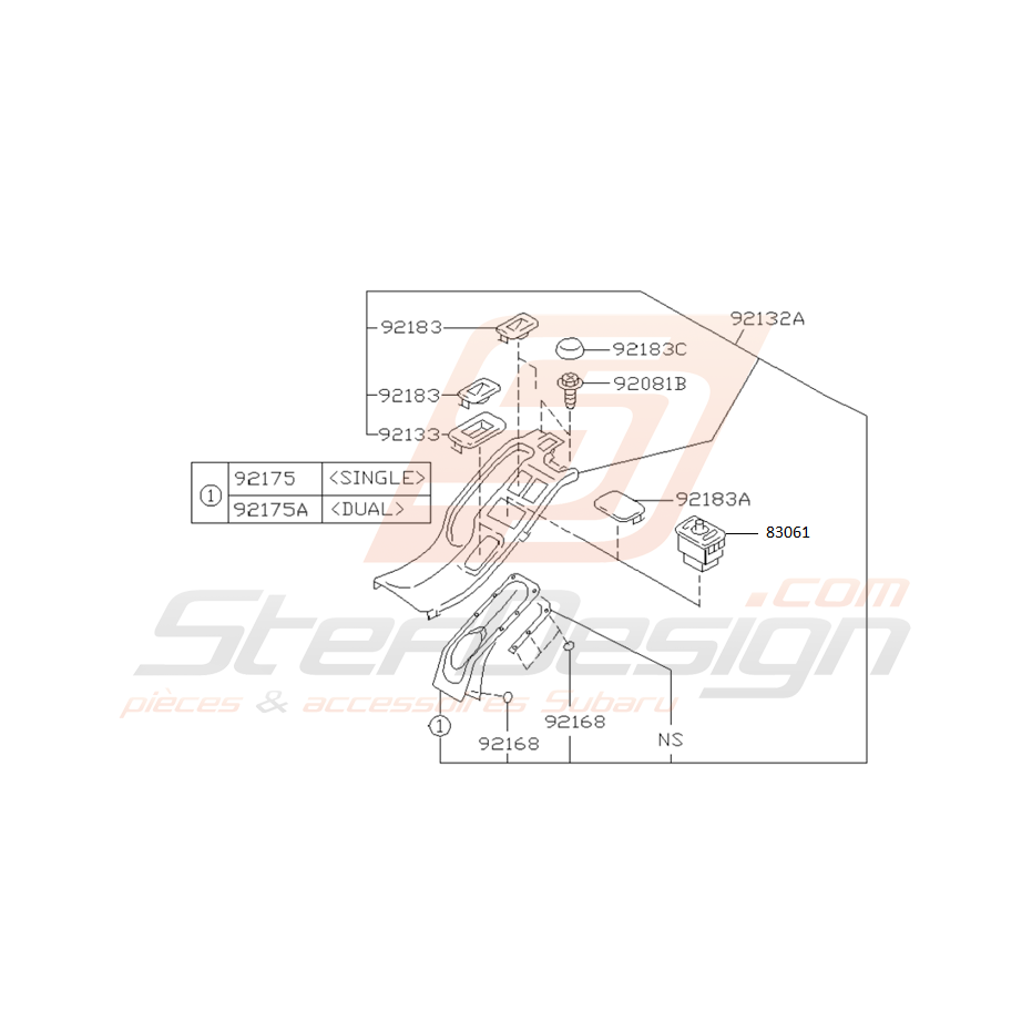 Schéma de Console Centrale Origine Subaru Impreza GT 1998 - 2000 Schéma de Console Centrale Origine Subaru Impreza GT 1998 - 2000