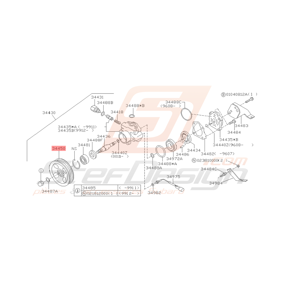 Poulie de Direction Assistée Origine Subaru GT 1997 - 1998