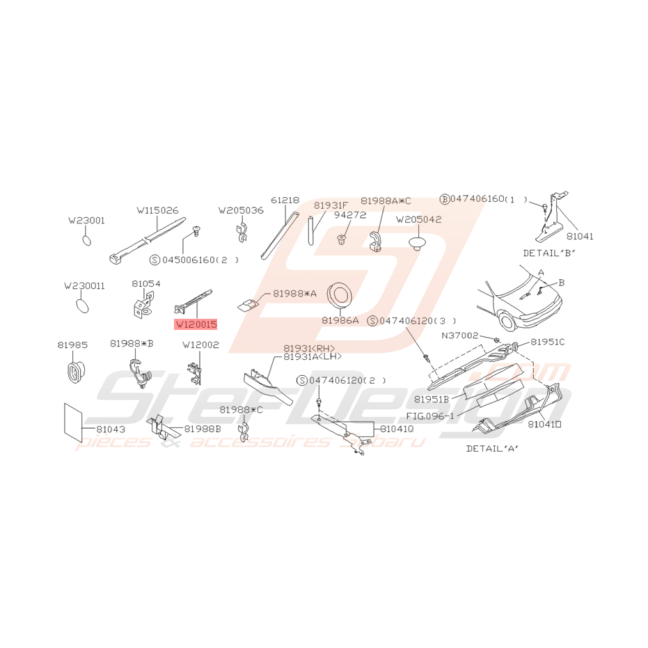 Agrafe Origine Subaru GT 1993 - 1994 Agrafe Origine Subaru GT 1993 - 1994