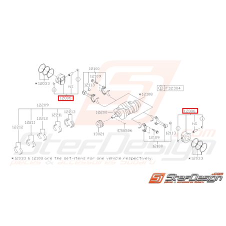 Piston complet Origine Subaru STI 2001 - 2005