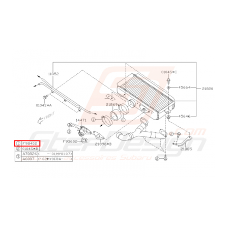 Collier Durite Échangeur Origine Subaru Impreza GT 1999 - 2000