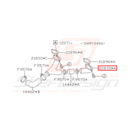 Coude Aluminium Origine Subaru Impreza GT 1997 - 1998