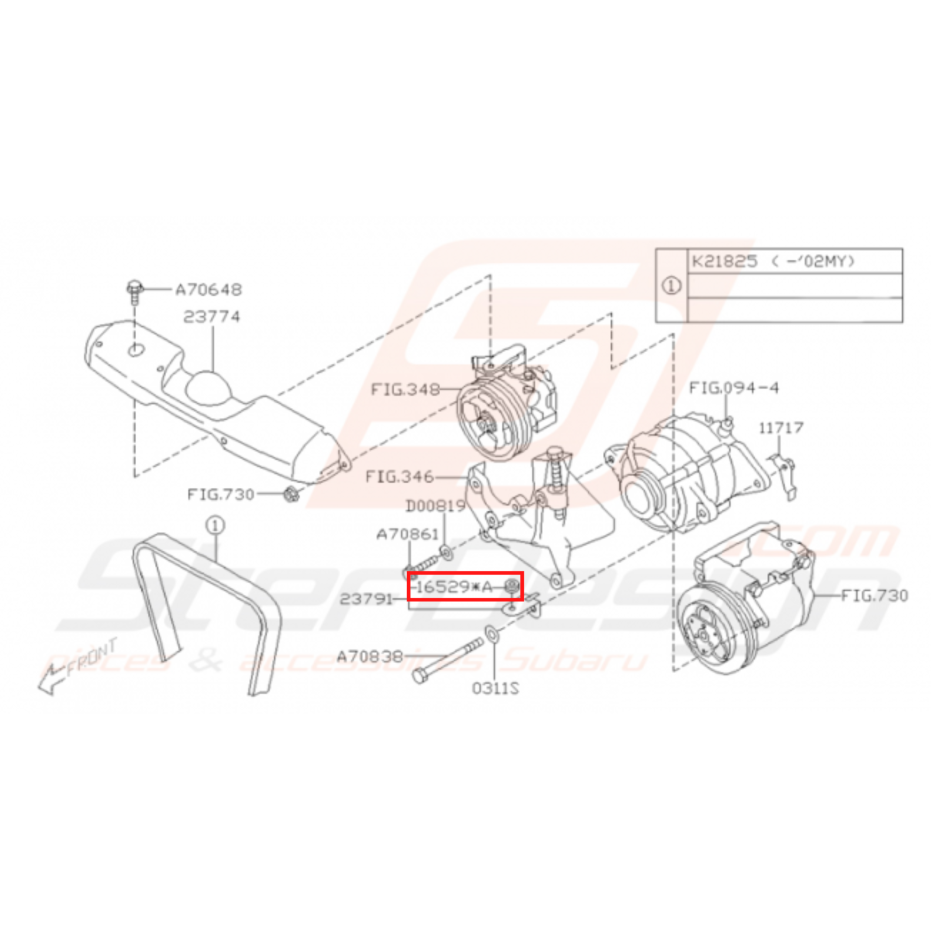 Guide couvercle de courroie d'alternateur WRX 03-05