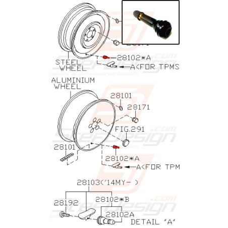 Valve de roue pour subaru Forester SJ5 2014