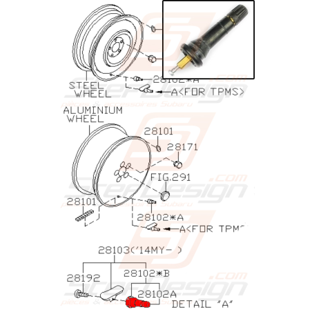 Valve de roue pour subaru Forester SJ5 2014 