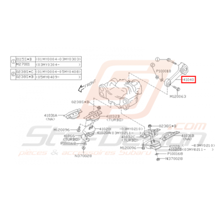 Os de Boite Origine Subaru GT 1999 - 2000