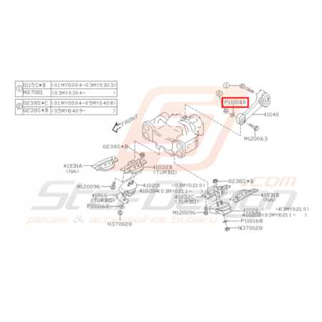 Rondelle de Support de Boite Origine Subaru GT 1993 - 2000
