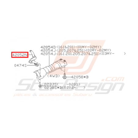 Support cache échappement Origine Subaru WRX STI 2001 - 2002