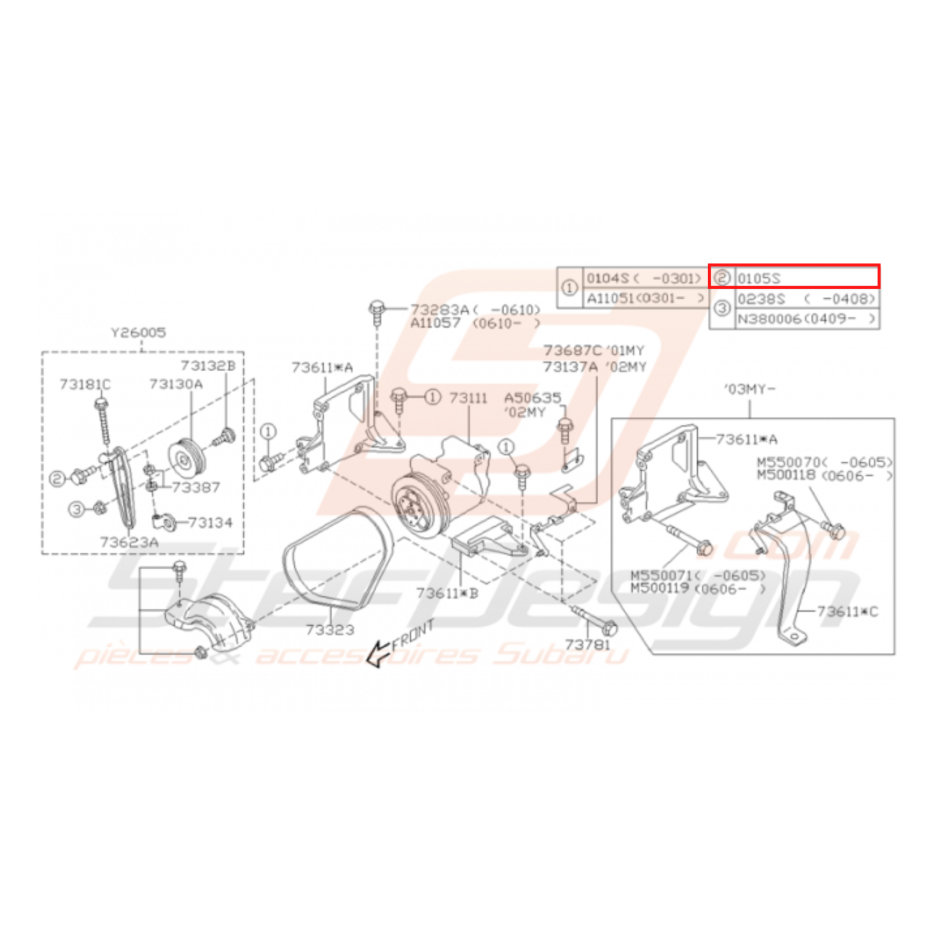 Vis de fixation de carter de distribution et d'huile SUBARU BRZ / TOYOTA GT 86 Vis de fixation de carter de distribution et d'huile SUBARU BRZ / TOYOTA GT 86
