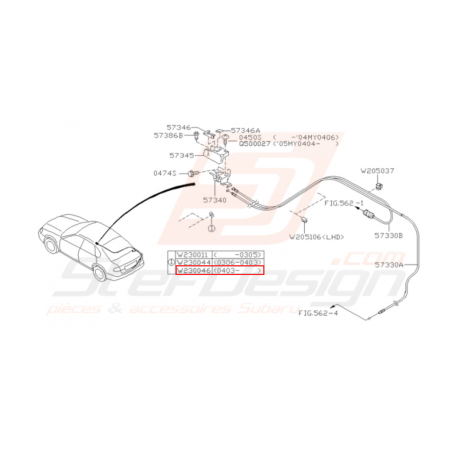 Passe fil boite levier de vitesse WRX 06-07