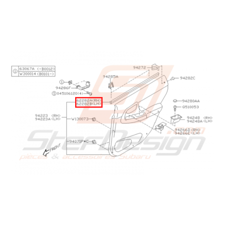 Bande étanchéité Porte Arrière Intérieur Origine Subaru WRX STI 01-05