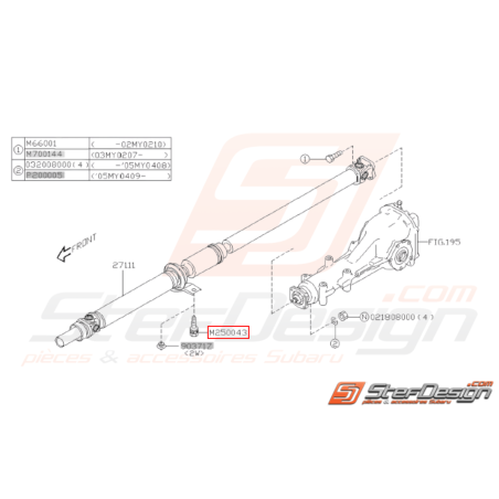 Vis fixation d'arbre de transmission subaru GT 93-06/97 WRX/STI 01-14