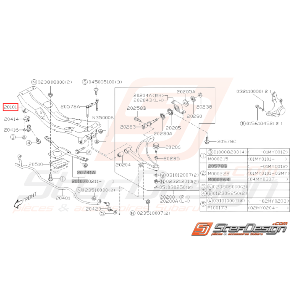 Berceau avant origine SUBARU STI 2003