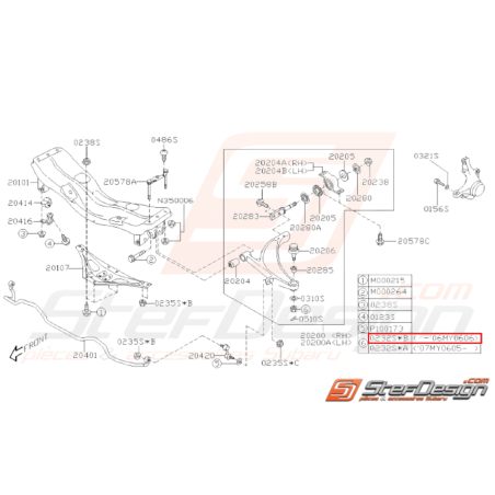 Ecrou crénelée Origine Subaru WRX STI 2005 - 06/2006