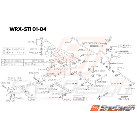 Schéma Suspension Arrière Origine Subaru WRX STI 2001 - 2004