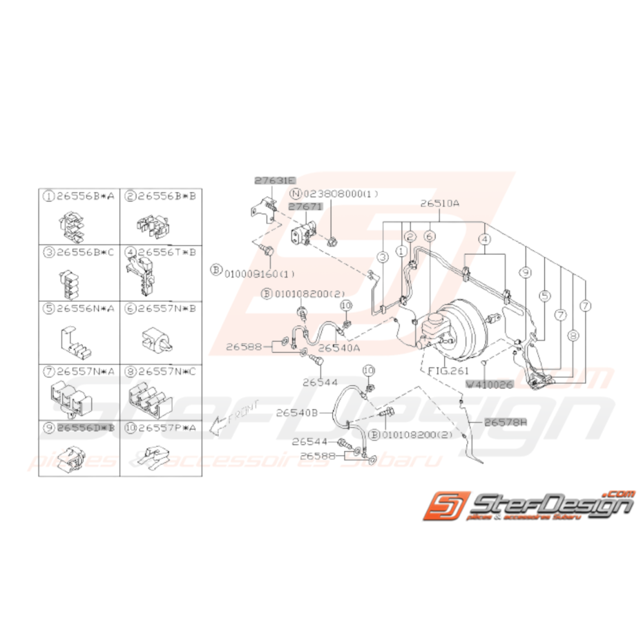 Schéma Conduites frein Origine Subaru WRX STI 01-04 Sans ABS Schéma Conduites frein Origine Subaru WRX STI 01-04 Sans ABS