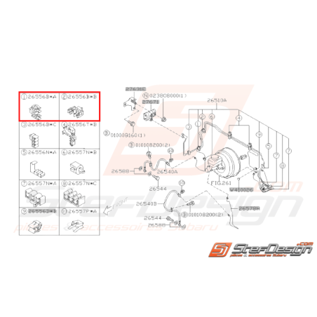 Agrafe de durite rigide de frein avant SUBARU GT 93-00