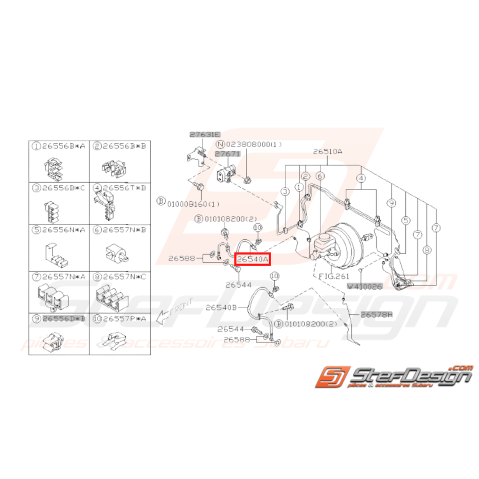 Durite de frein Avant Origine Subaru WRX STI 2001 - 03/2004  Durite de frein Avant Origine Subaru WRX STI 2001 - 03/2004