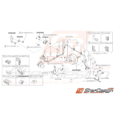 Schéma Conduites frein Origine Subaru WRX STI 01-04 Sans ABS