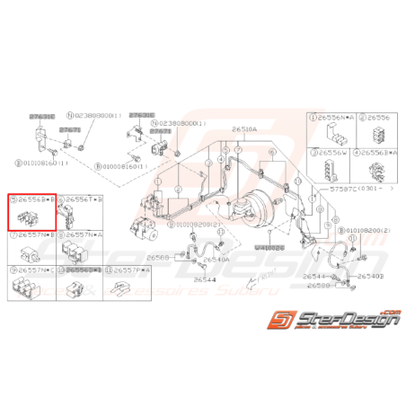 Agrafe de durite rigide de frein avant SUBARU GT 93-00