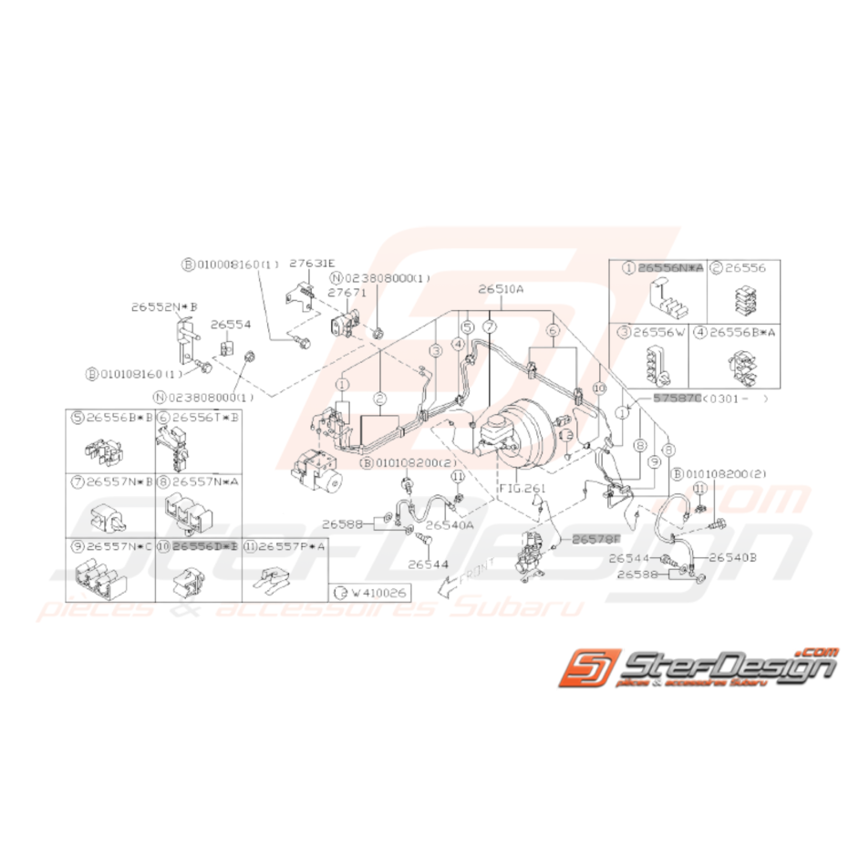 Schéma Conduites frein Origine Subaru WRX STI 01-04 Sans ABS Schéma Conduites frein Origine Subaru WRX STI 01-04 Sans ABS