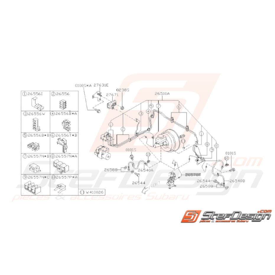 Schéma Conduites frein Origine Subaru WRX STI 01-04 Sans ABS Schéma Conduites frein Origine Subaru WRX STI 01-04 Sans ABS