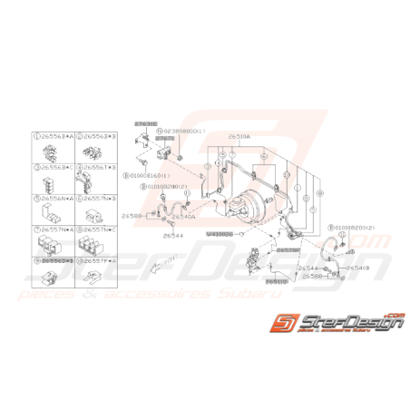 Schéma Conduites frein Origine Subaru WRX STI 01-04 Sans ABS