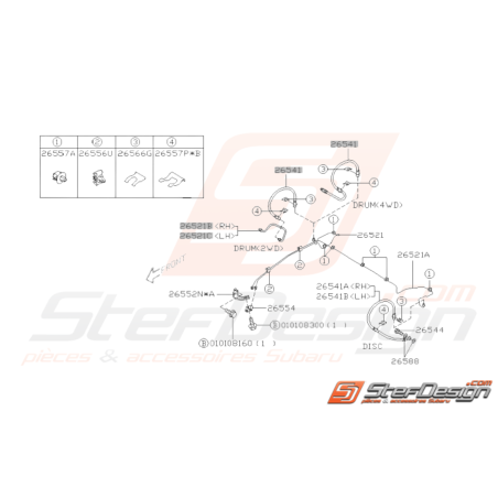 Schéma Conduites frein Origine Subaru WRX STI 01-05 centre