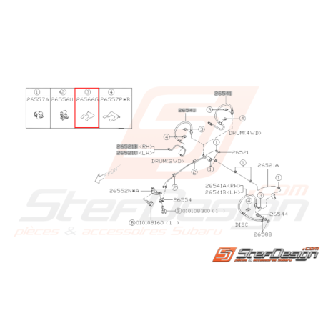 Agrafe durite de frein arrière GT 94-00 WRX/STI 01-14 