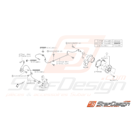 Schéma Système Antiblocage freins (ABS) Origine Subaru WRX STI 01-07