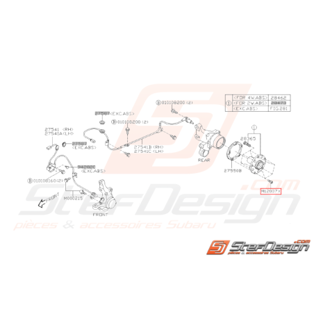 Vis de fixation couronne crantée abs subaru moyeux avant GT 93-00