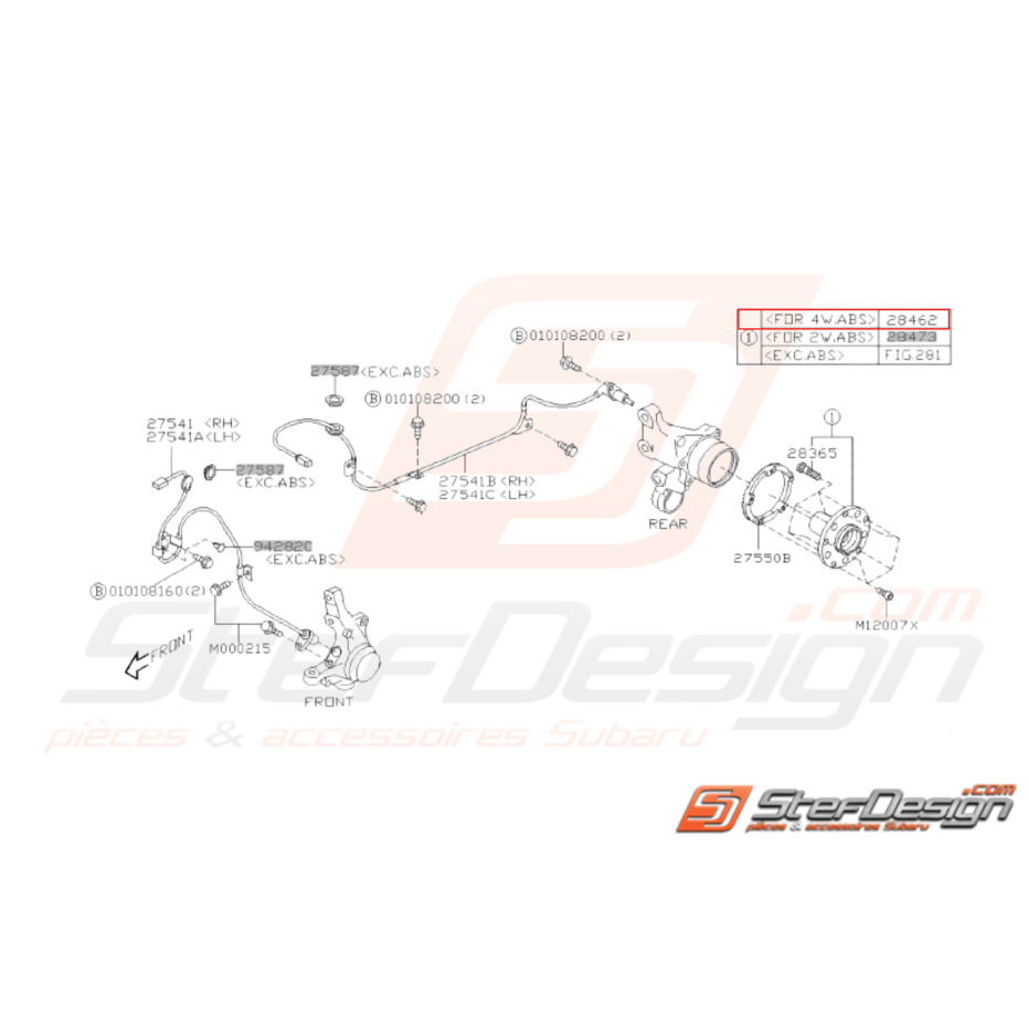 Moyeu arrière origine pour Subaru Impreza STI de 2001 à 2004