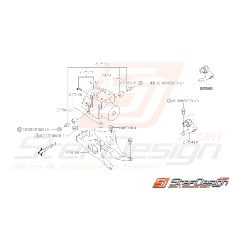 Schéma Système Antiblocage freins (ABS) Origine Subaru WRX STI 01-05