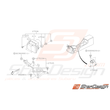 Schéma Système Antiblocage freins (ABS) Origine Subaru WRX STI 01-05