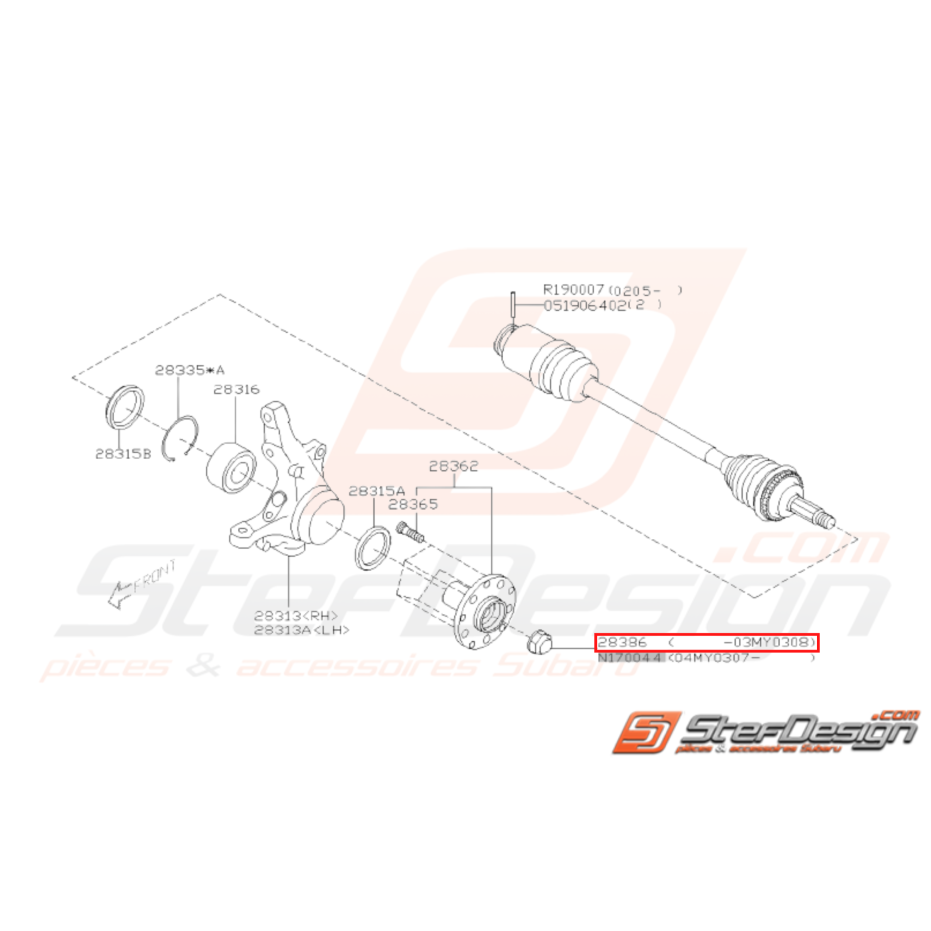Ecrou de cardan  Subaru Impreza  GT 93-00 WRX/STI 01-16 Ecrou de cardan  Subaru Impreza  GT 93-00 WRX/STI 01-16